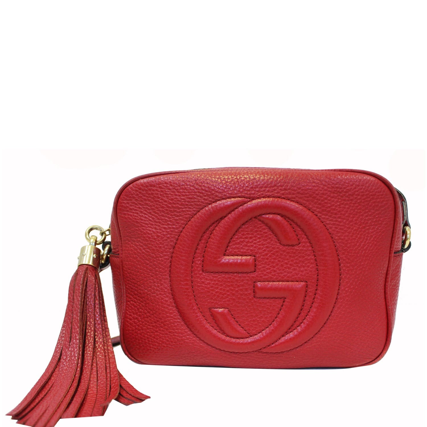 GUCCI Soho Disco Pebbled Leather Small Crossbody Bag Red-US