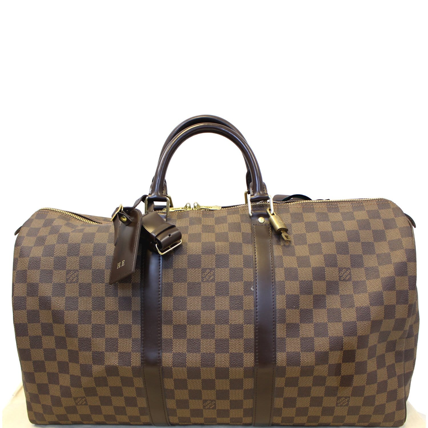 Louis Vuitton Damier Ebene Keepall 50 Duffle Bag 82lv39s