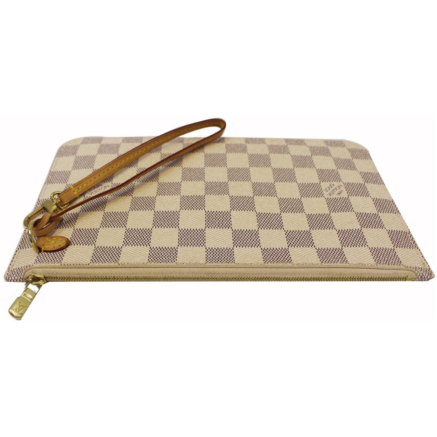 LOUIS VUITTON Pochette Wristlet Pouch Damier Azur Neverfull MM White-US