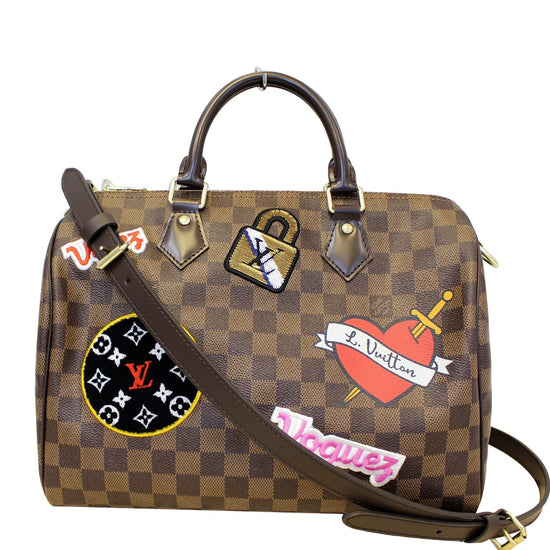 Speedy Bandouliere Patches Limited Edition 30 Shoulder bag in Monogram  coated canvas, Gold Hardware