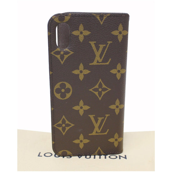 LOUIS VUITTON Folio iPhone Case X/XS Monogram Leather Brown M63443 02JH682