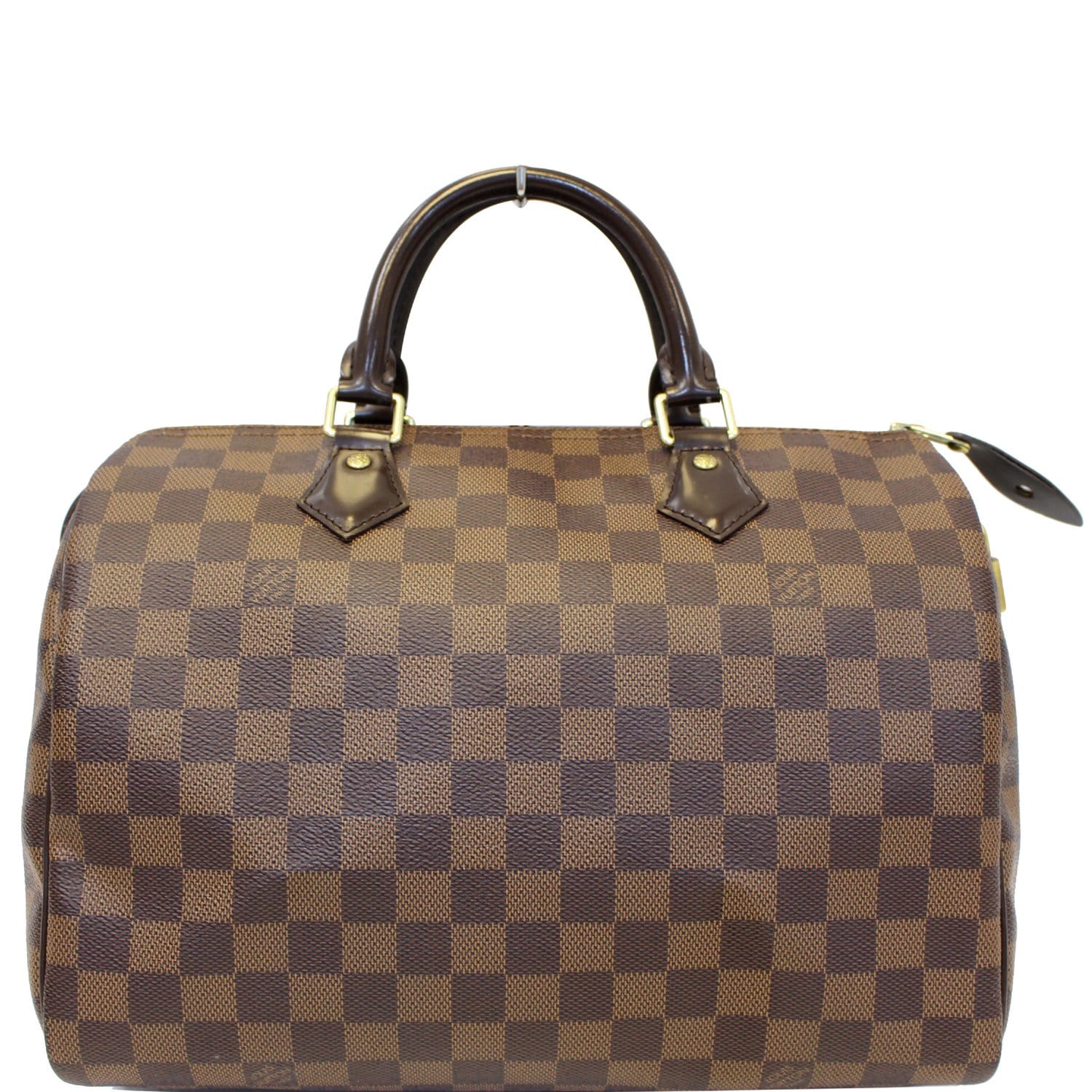 Authentic LOUIS VUITTON Damier Ebene Speedy 30 N41364 with red lining