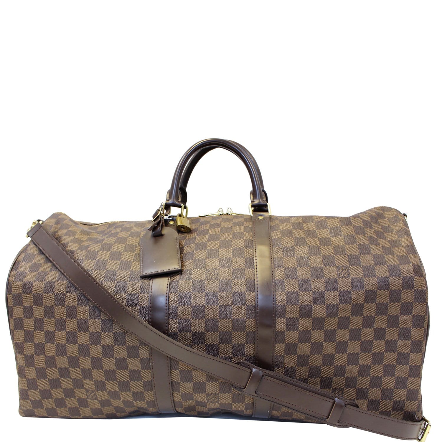 LOUIS VUITTON Keepall Bandouliere 55 Damier Ebene Travel Bag Brown - H