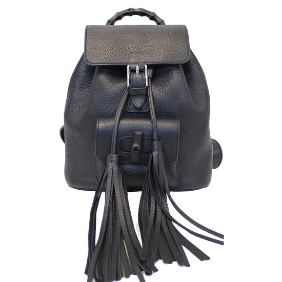 Bamboo tassel oval leather backpack Gucci Black in Leather - 27476904