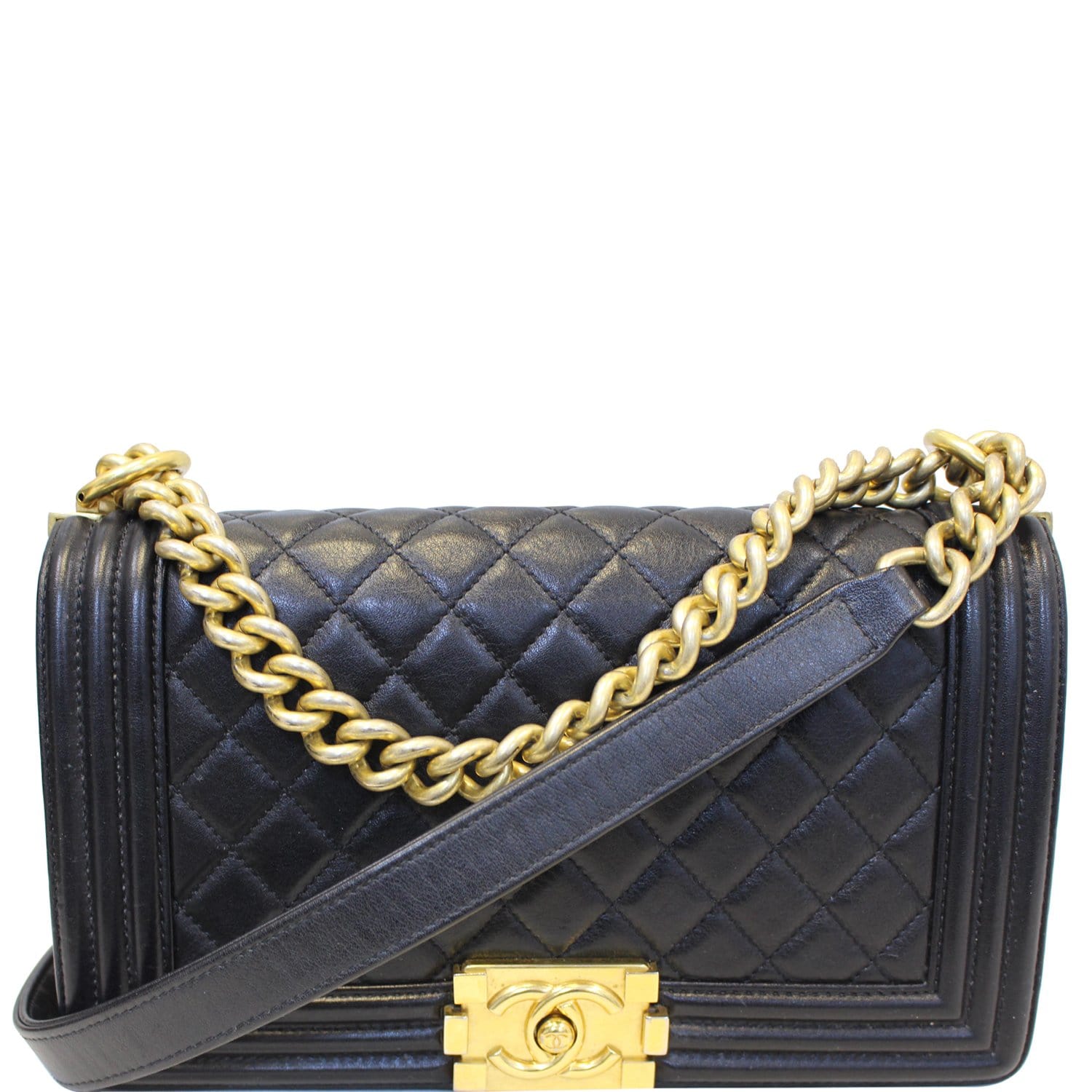 Chanel Boy Quilted New Medium Flap Black Lambskin Leather Cross Body B -  MyDesignerly