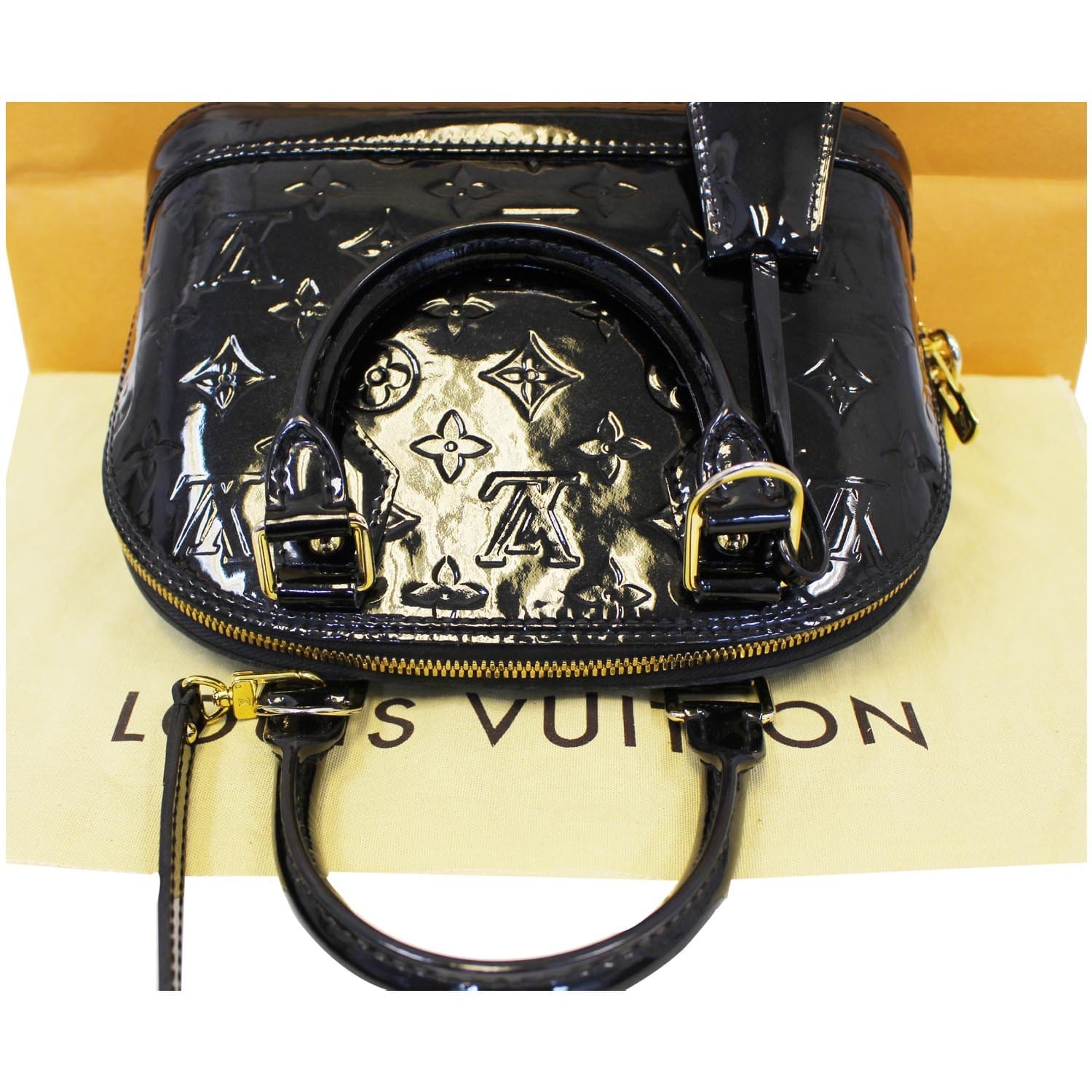 Louis Vuitton Alma BB Monogram Vernis Crossbody Bag Black