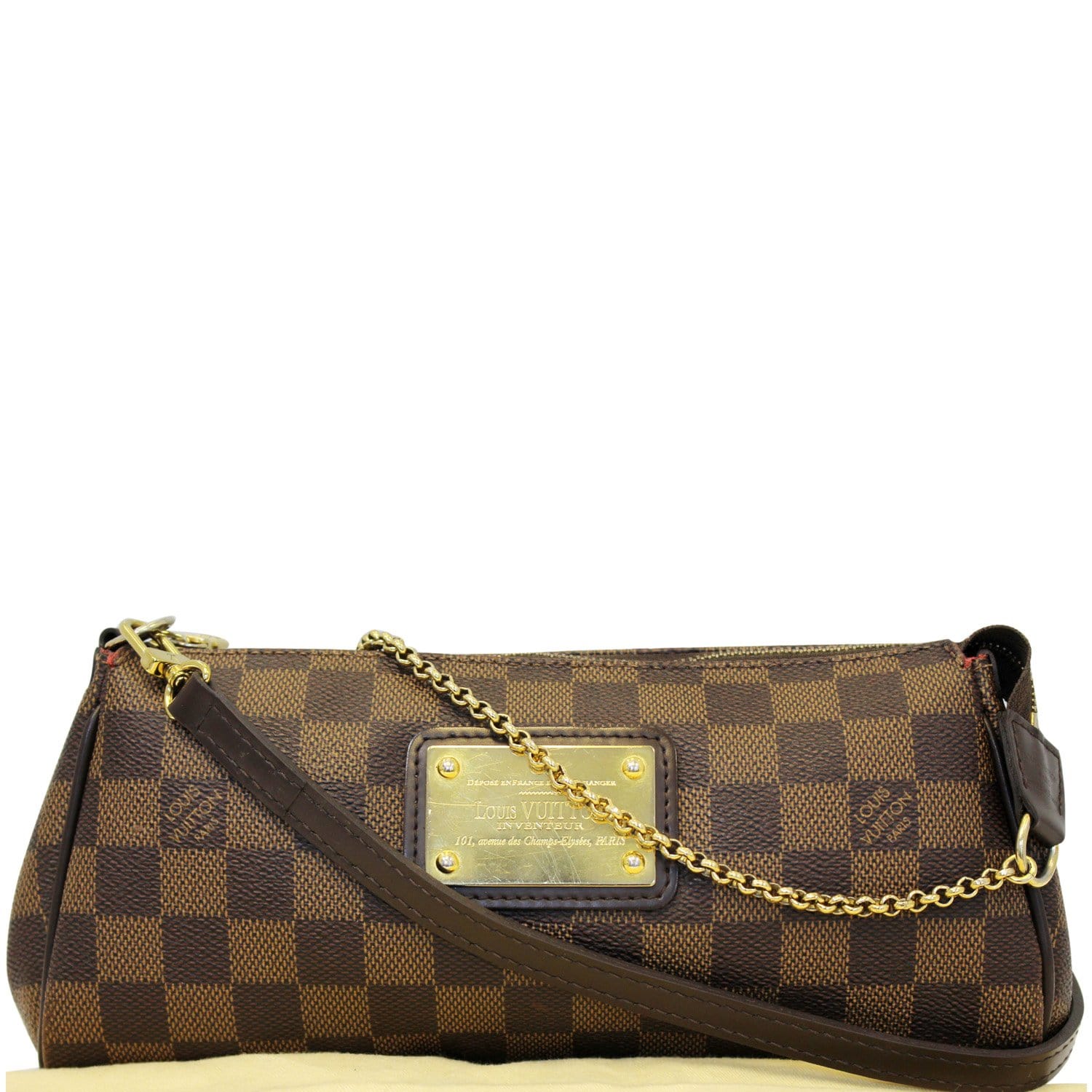 LOUIS VUITTON Pochette Eva Damier Ebene Shoulder Crossbody Bag-US