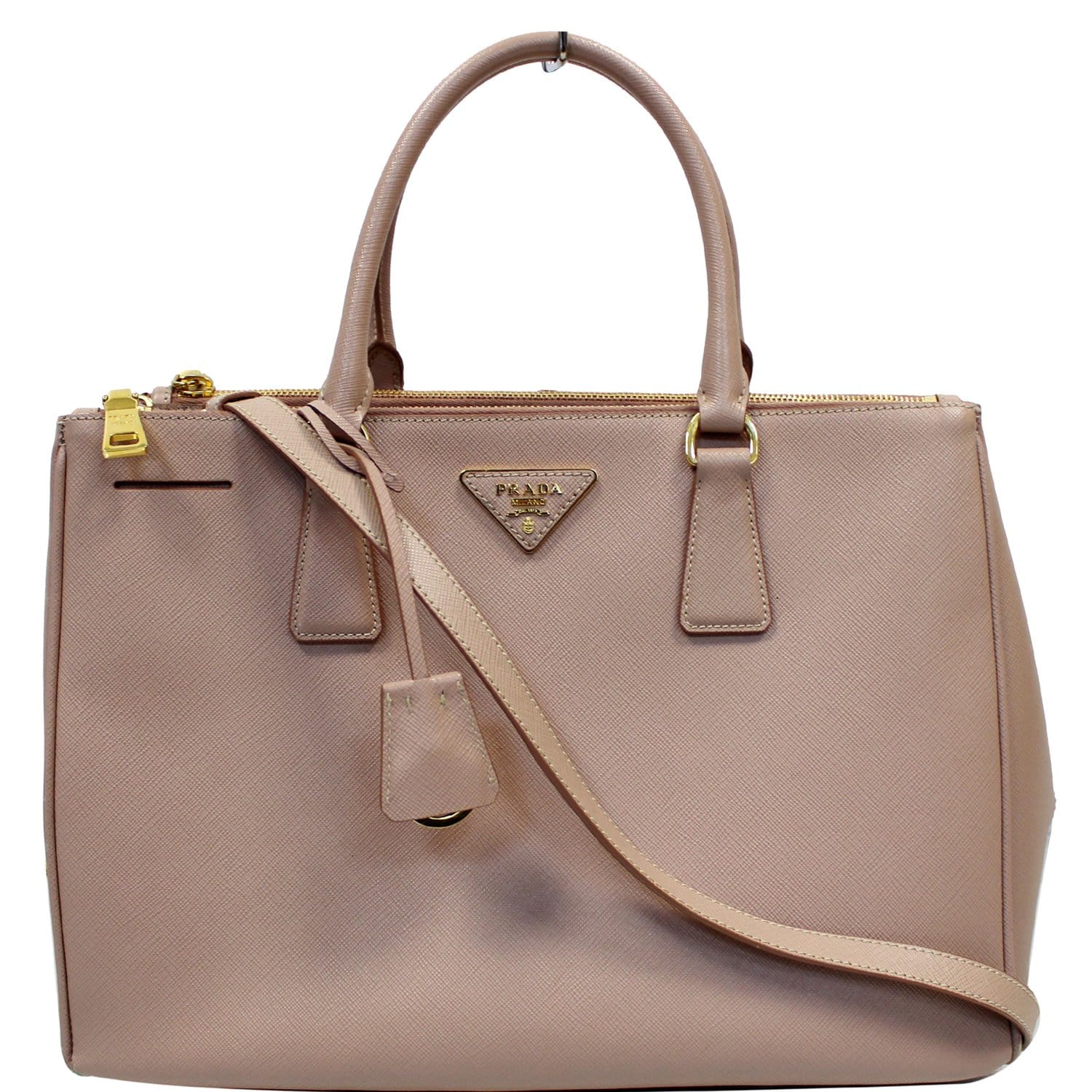 Prada Beige/Light Pink Saffiano Lux Leather Parabole Tote