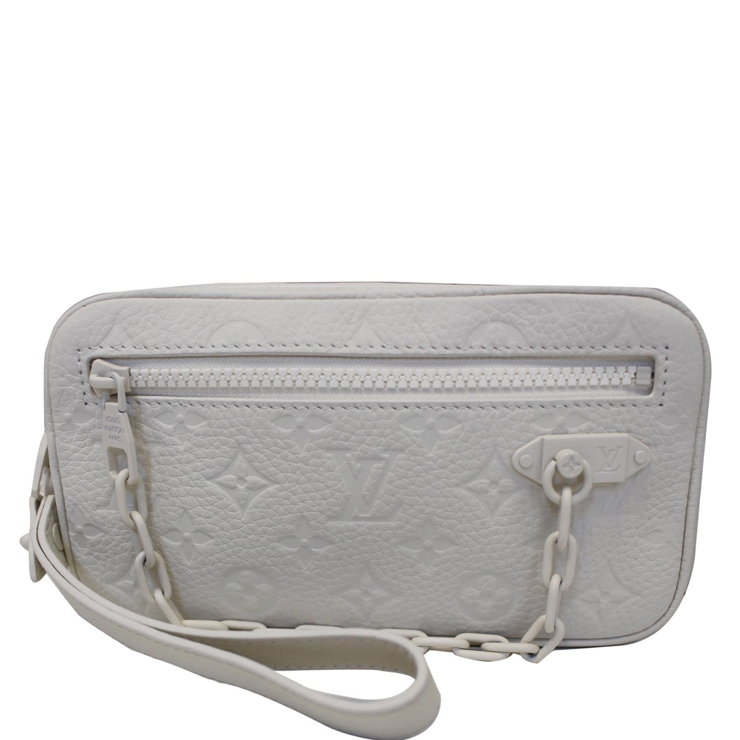 White Louis Vuitton Monogram Taurillon A4 Pouch Clutch Bag