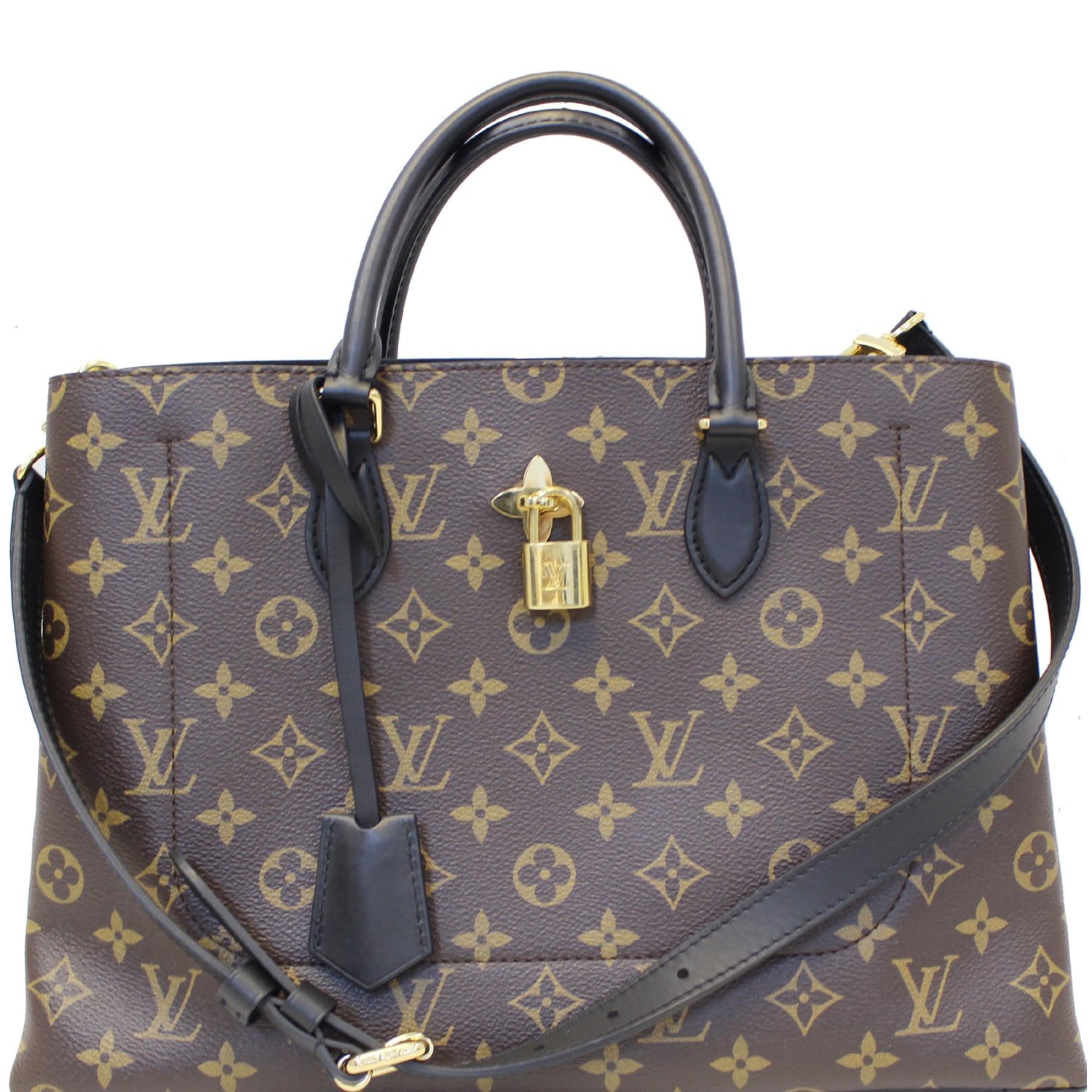 LOUIS VUITTON Flower Monogram Canvas Tote Bag Brown