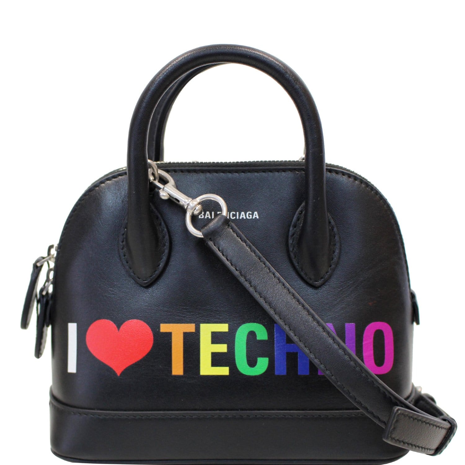 BALENCIAGA I Love Techno Ville Top Handle XXS Crossbody Bag Black - 20