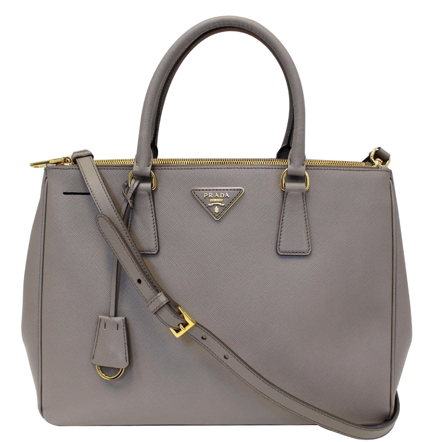 Prada Tan Saffiano Lux Leather Open Tote Prada