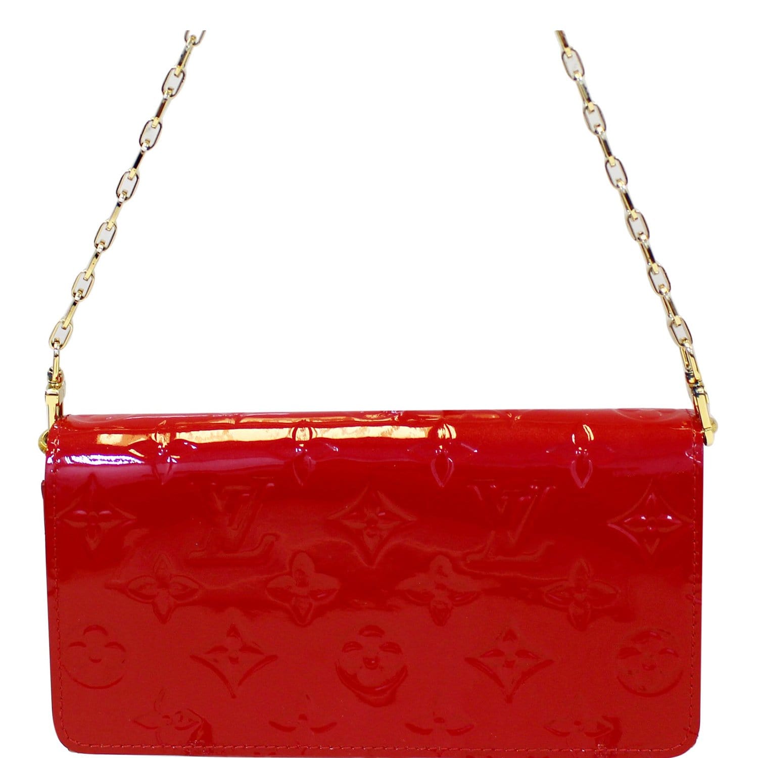 LOUIS VUITTON Sarah Vernis Leather Chain Wallet Red-US