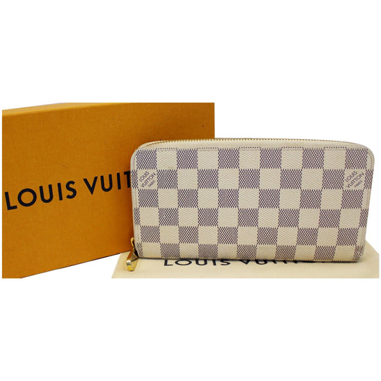 Authenticated Used LOUIS VUITTON Louis Vuitton Long Wallet Damier Azur  Zippy N60019 White Women's Men's 