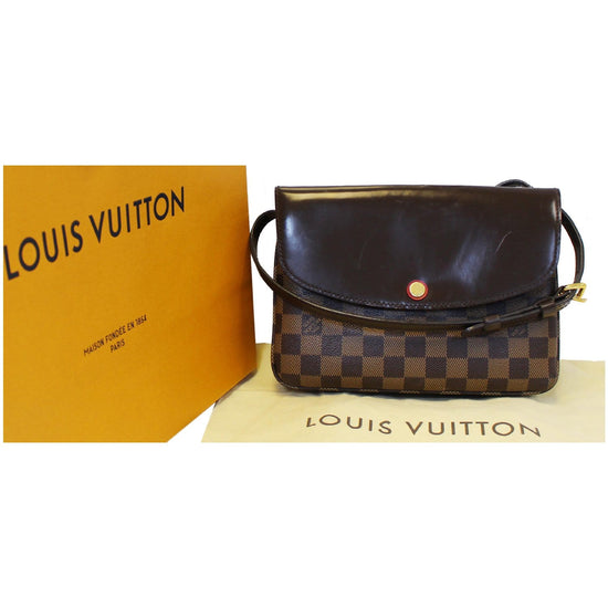 LOUIS VUITTON Twice Pochette Damier Ebene Crossbody Bag Brown-US