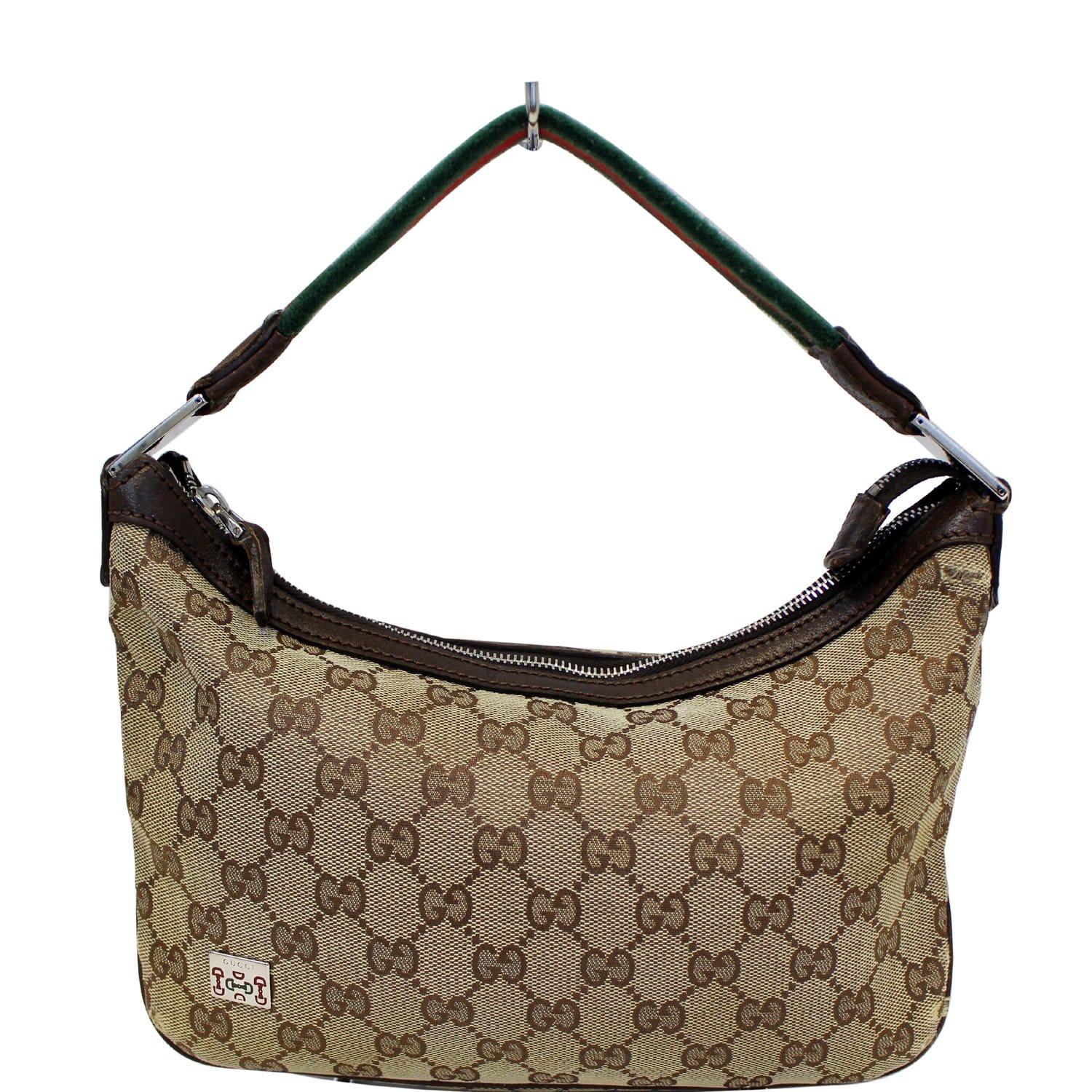 GUCCI Beige GG Canvas Medium Horsebit Hobo Bag