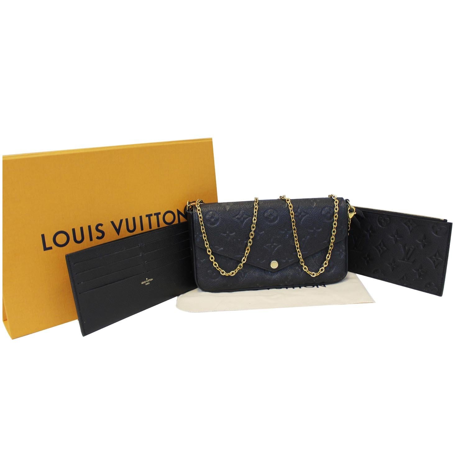 LOUIS VUITTON Pochette Felicie Empreinte Leather Crossbody Bag Black-US