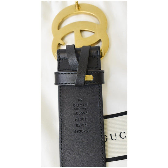 Gg buckle leather belt Gucci Black size 70 cm in Leather - 23952234