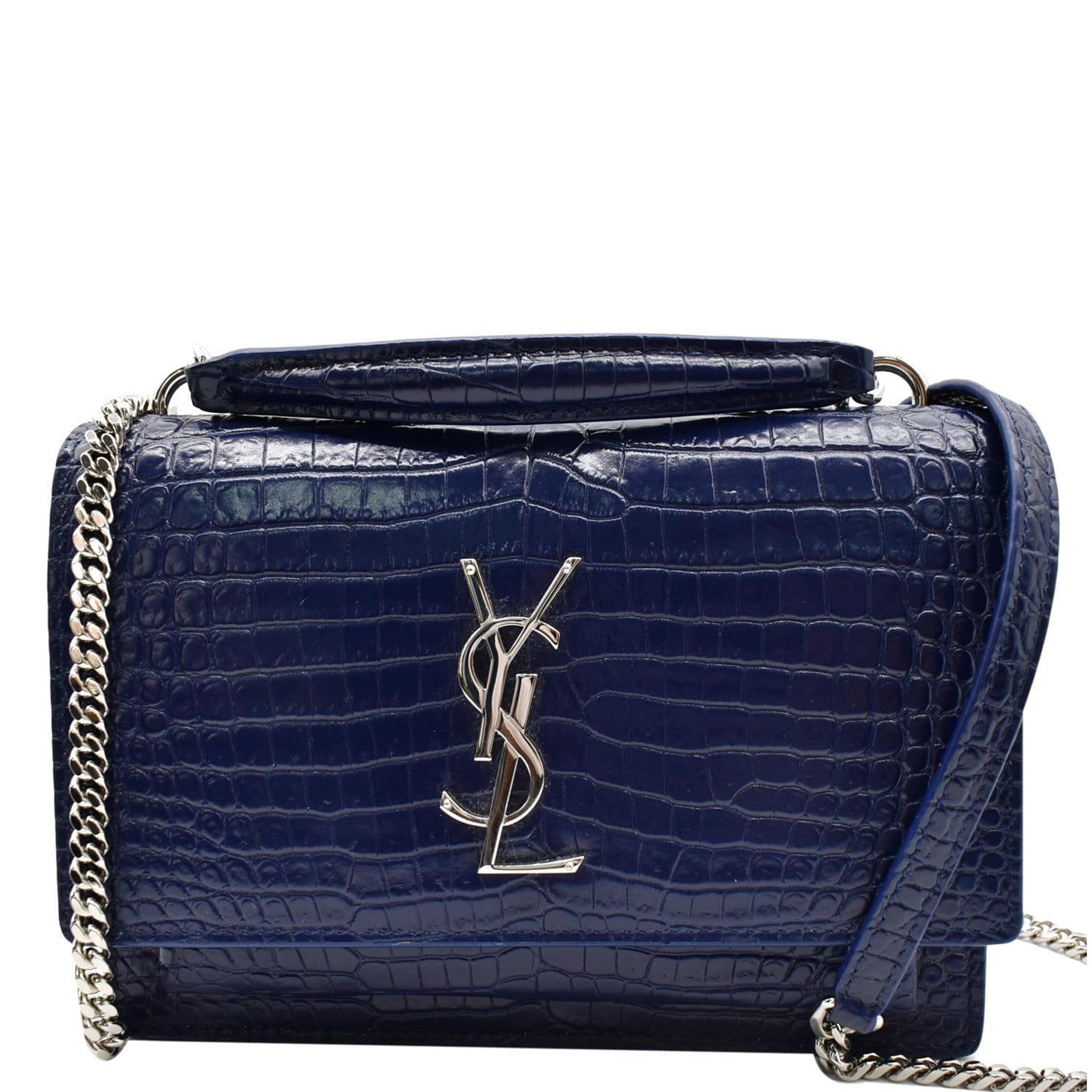 Leather crossbody bag Yves Saint Laurent Blue in Leather - 25693654