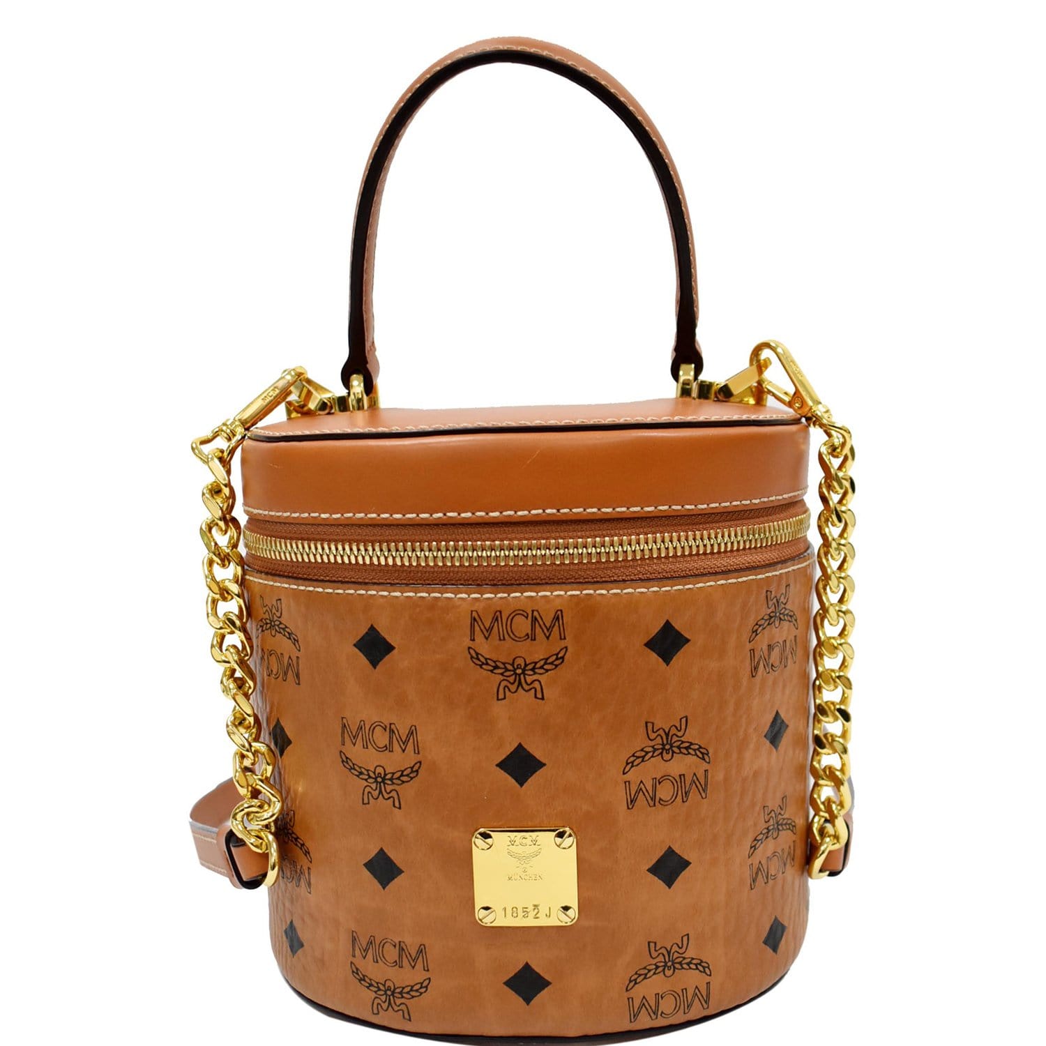 MCM Munchen Small Monogram Top-Handle Bag