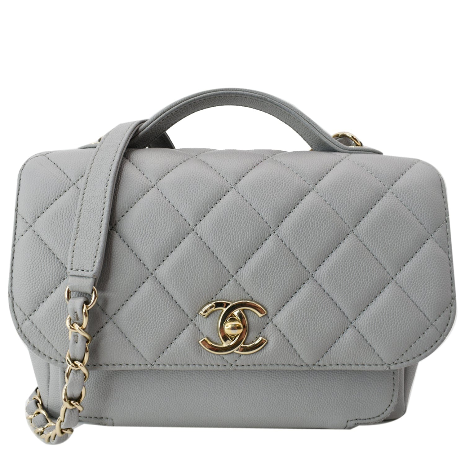 CHANEL Caviar Quilted Medium Business Affinity Flap Grey 1287972