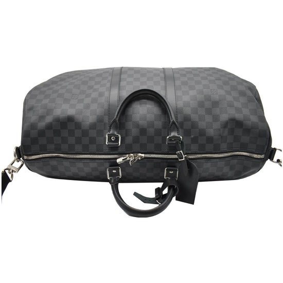 Keepall 55 Bandouliere Damier Graphite – Keeks Designer Handbags