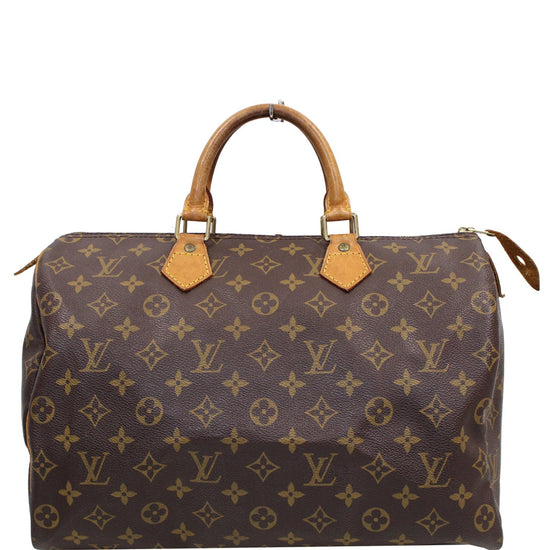 LOUIS Vuitton Brown Faux Leather LV Logo Speedy 35 Doctor Handbag