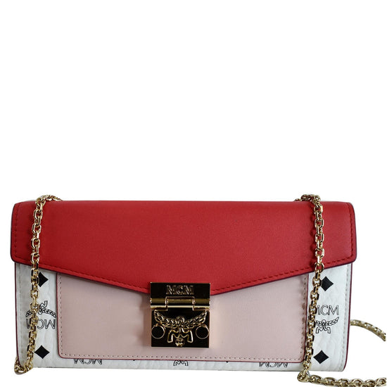 MCM Patricia Block Visetos Leather Crossbody Wallet Red - 15% OFF