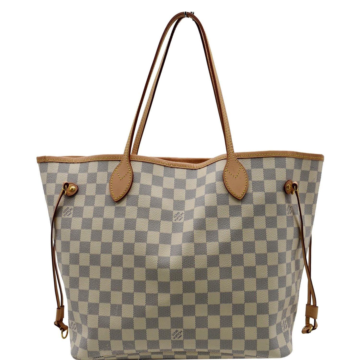 LOUIS VUITTON Neverfull MM Damier Azur Shoulder Bag White