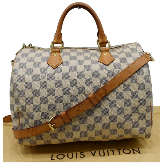 White Louis Vuitton Damier Azur Speedy Bandouliere 30 Boston Bag – Designer  Revival