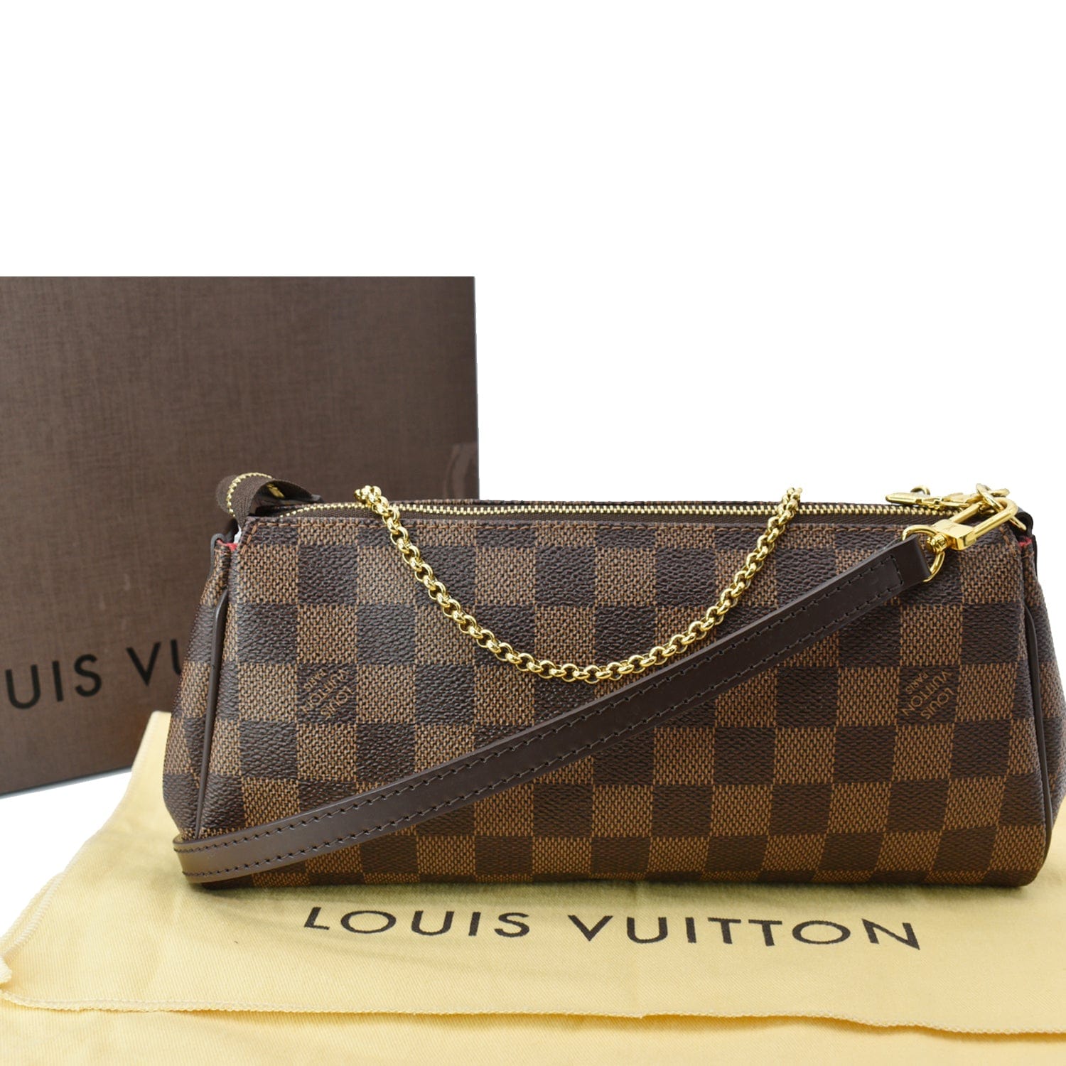 Louis Vuitton Damier Ebene Eva Clutch / Crossbody 2-way Bag