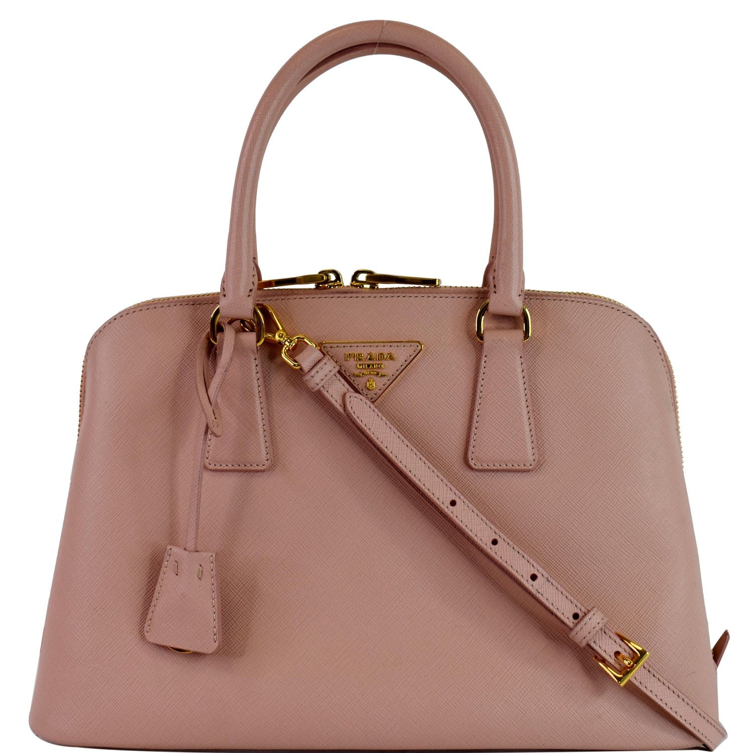 Prada 2010s Saffiano Small Pink Leather Shoulder Bag · INTO