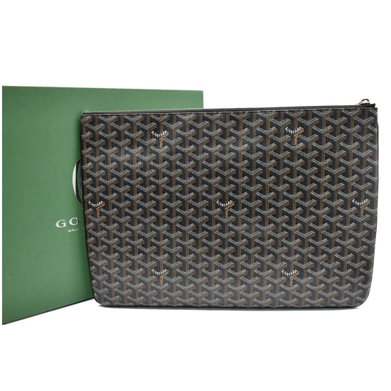 Goyard Senat Pouch GM Black in Canvas/Calfskin with Palladium-tone - US