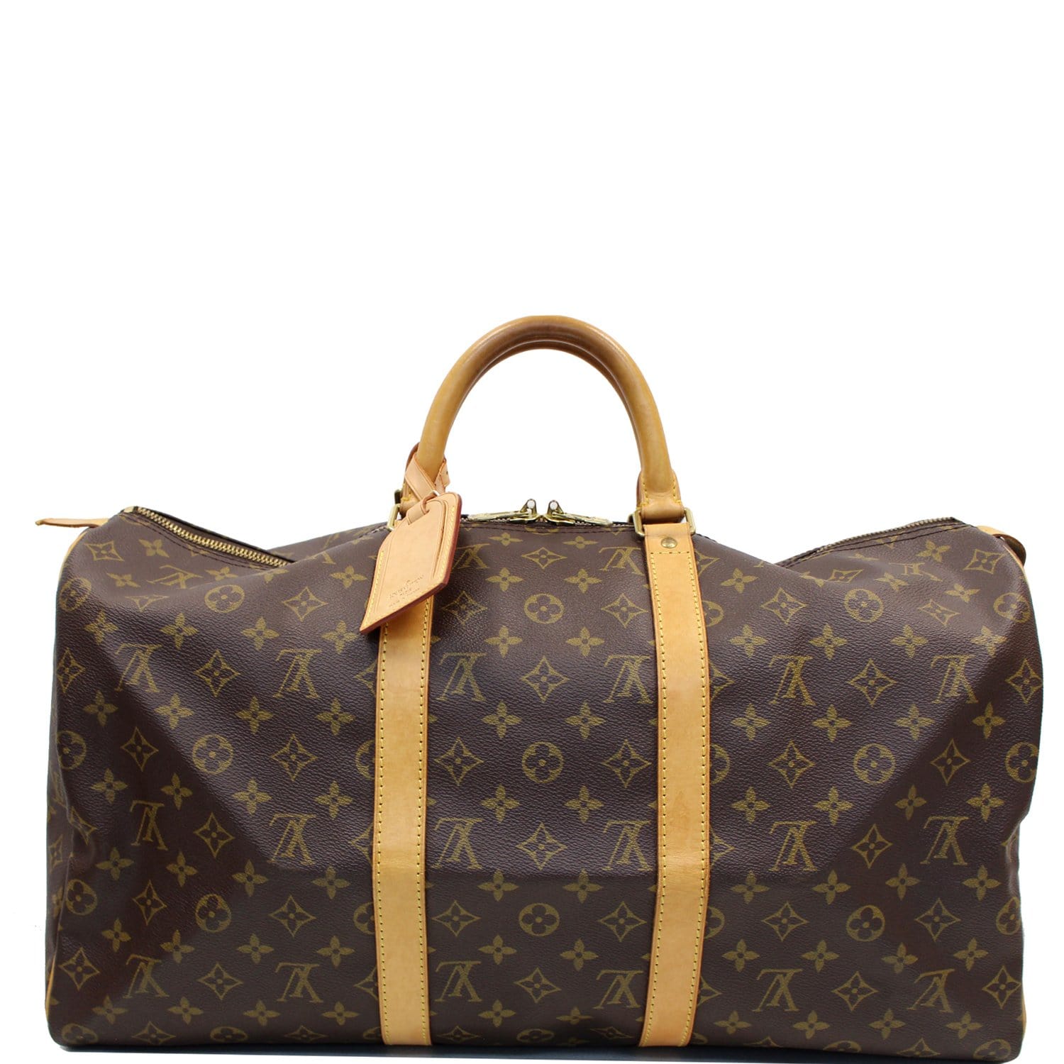 LOUIS VUITTON Keepall Bandouliere 55 Monogram Canvas Travel Bag Brown