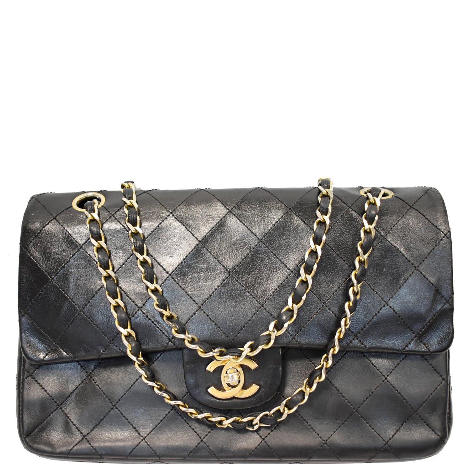 Chanel Classic Double Flap Medium Shoulder Bag Black Lambskin 3724851 97690