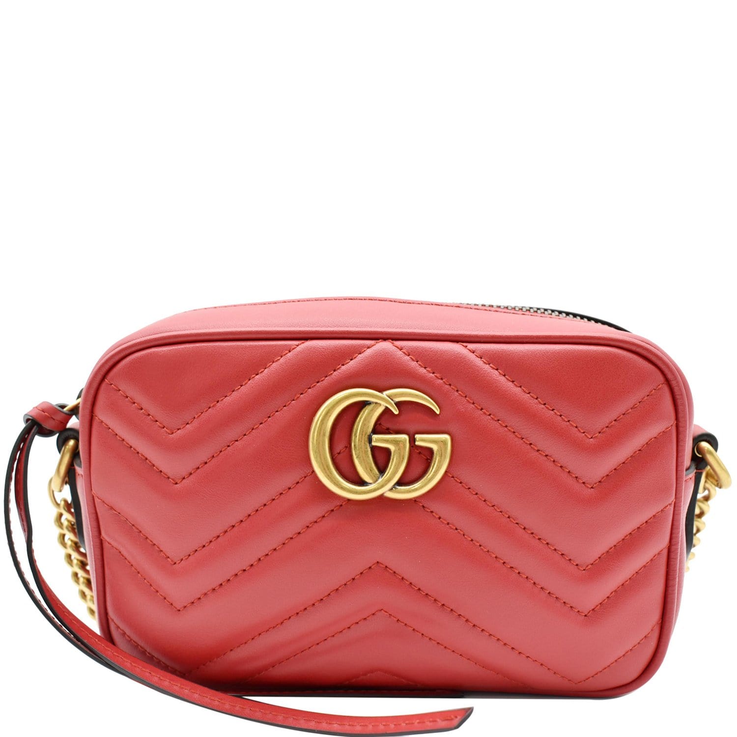 Gucci Red Quilted Leather Marmont Small Shoulder Bag