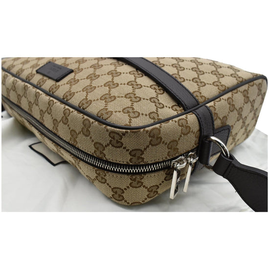 GUCCI GG Monogram Canvas Messenger Bag Dark Beige 449173