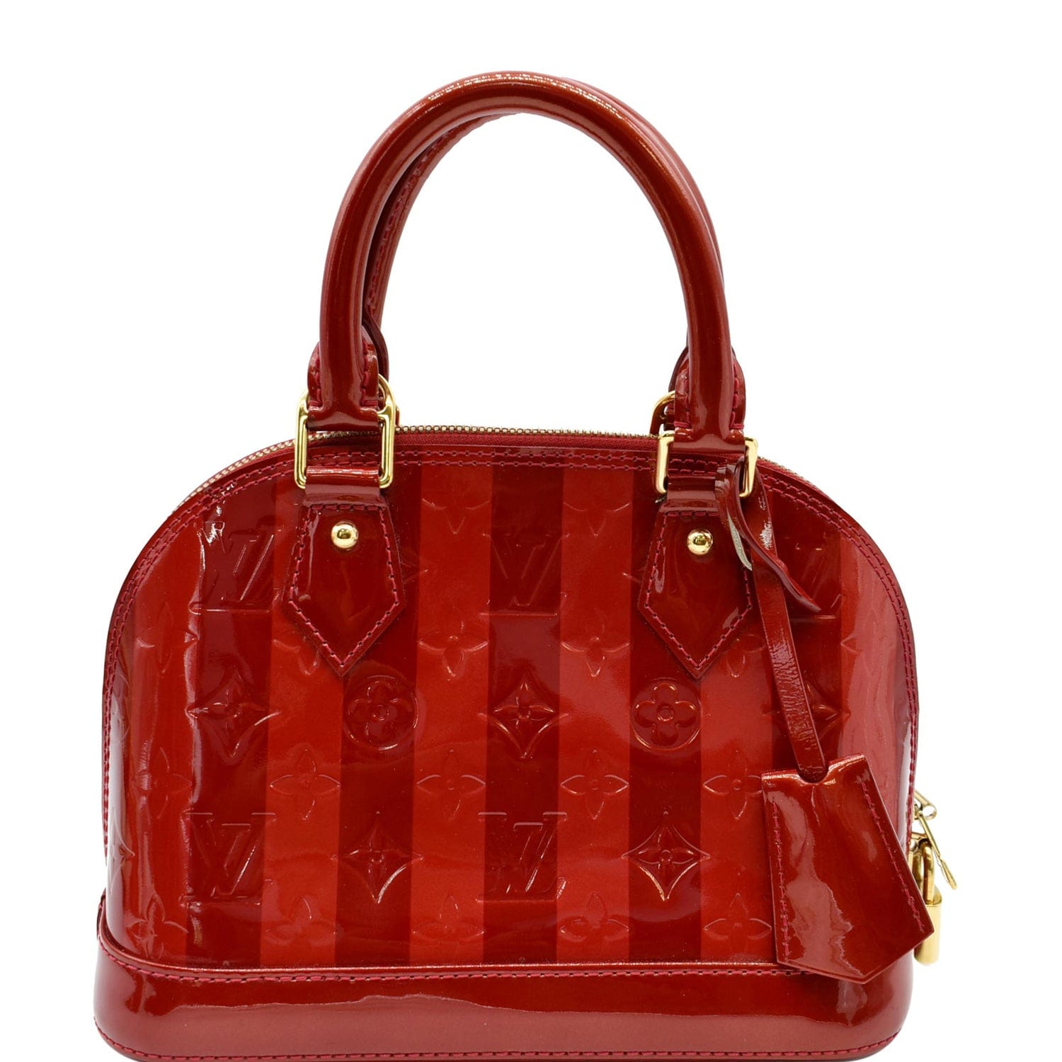 Louis Vuitton rayures Alma Bb Vernis Leather Satchel Crossbody Bag