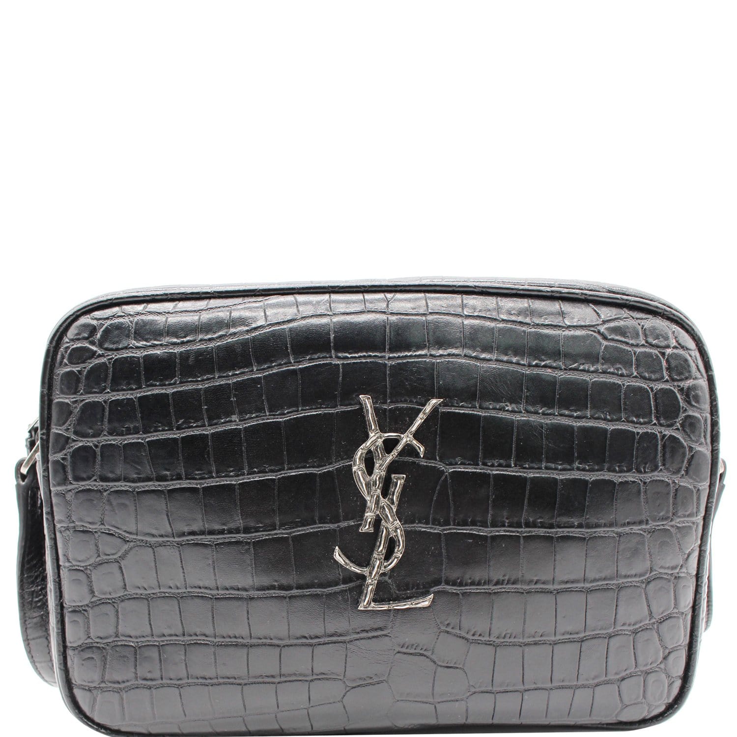 Lou mini bag in crocodile-embossed patent leather