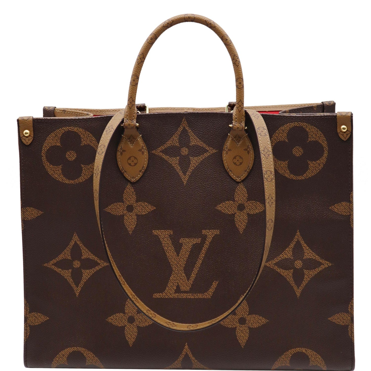 Louis Vuitton OnTheGo GM Reverse Monogram Canvas Tote Shoulder Bag Brown