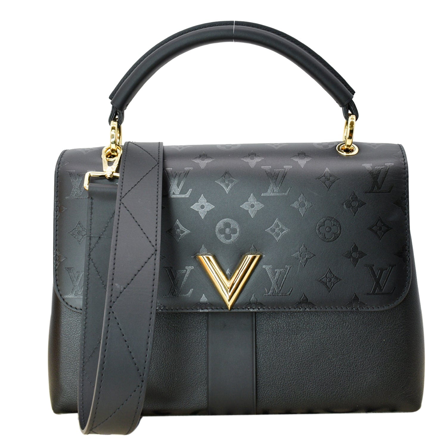 LOUIS VUITTON Very One Handle Calfskin Monogram Shoulder Bag Black