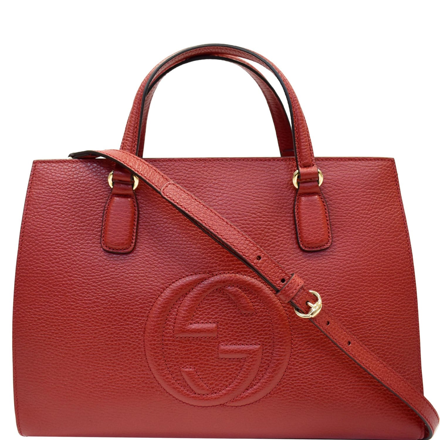 Gucci Soho Convertible Soft Top Handle Bag Leather Red 217940379
