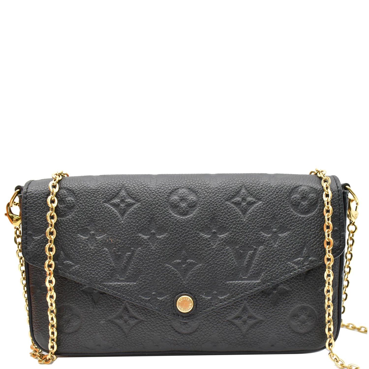 Black Louis Vuitton Cross-body Bag with Gold chain