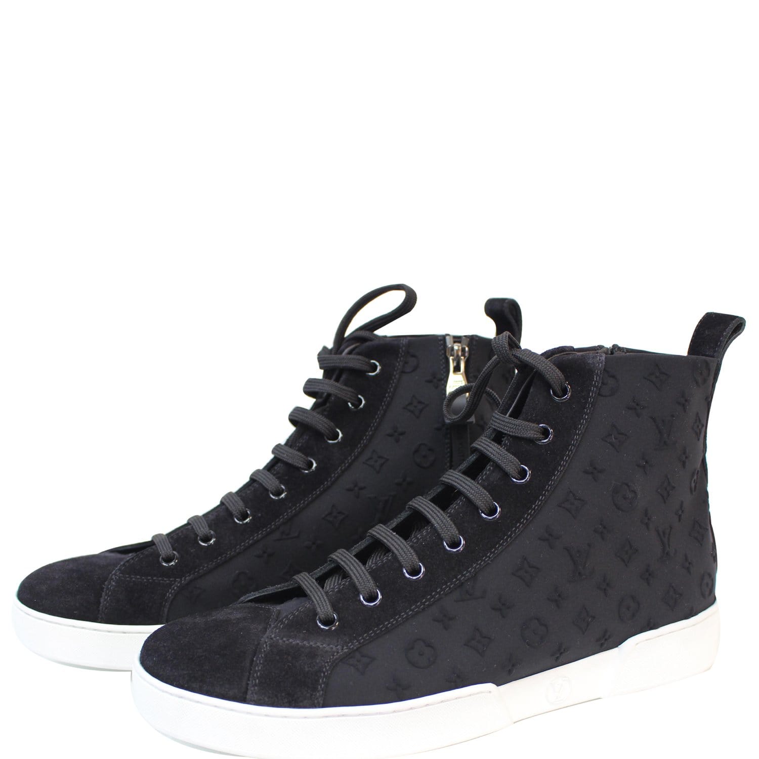 Louis Vuitton Sneaker Damier Graphite Suede High Mid Top Leather Shoe –  High End Hobbies