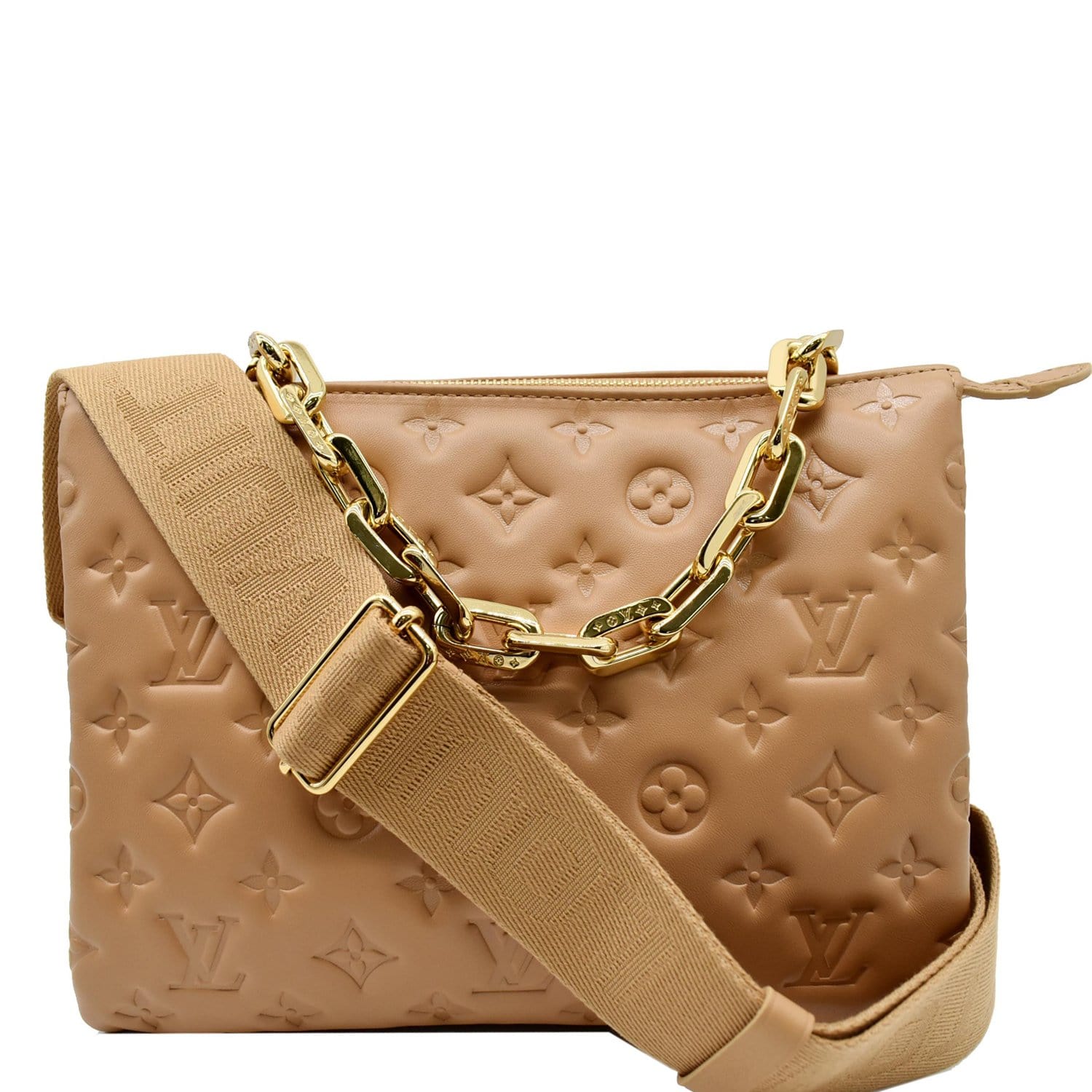 LOUIS VUITTON Coussin PM Monogram Embossed Shoulder Bag Camel