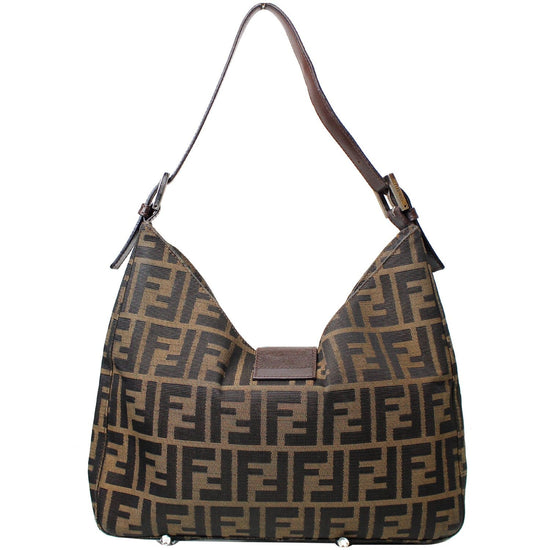 Fendi Mini Baguette Zucca Canvas Shoulder Bag Brown - DDH