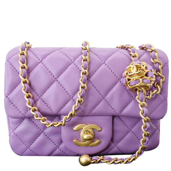 Chanel Purple Quilted Lambskin Square Mini Flap Pearl Crush Aged Gold  Hardware, 2022 Available For Immediate Sale At Sotheby's