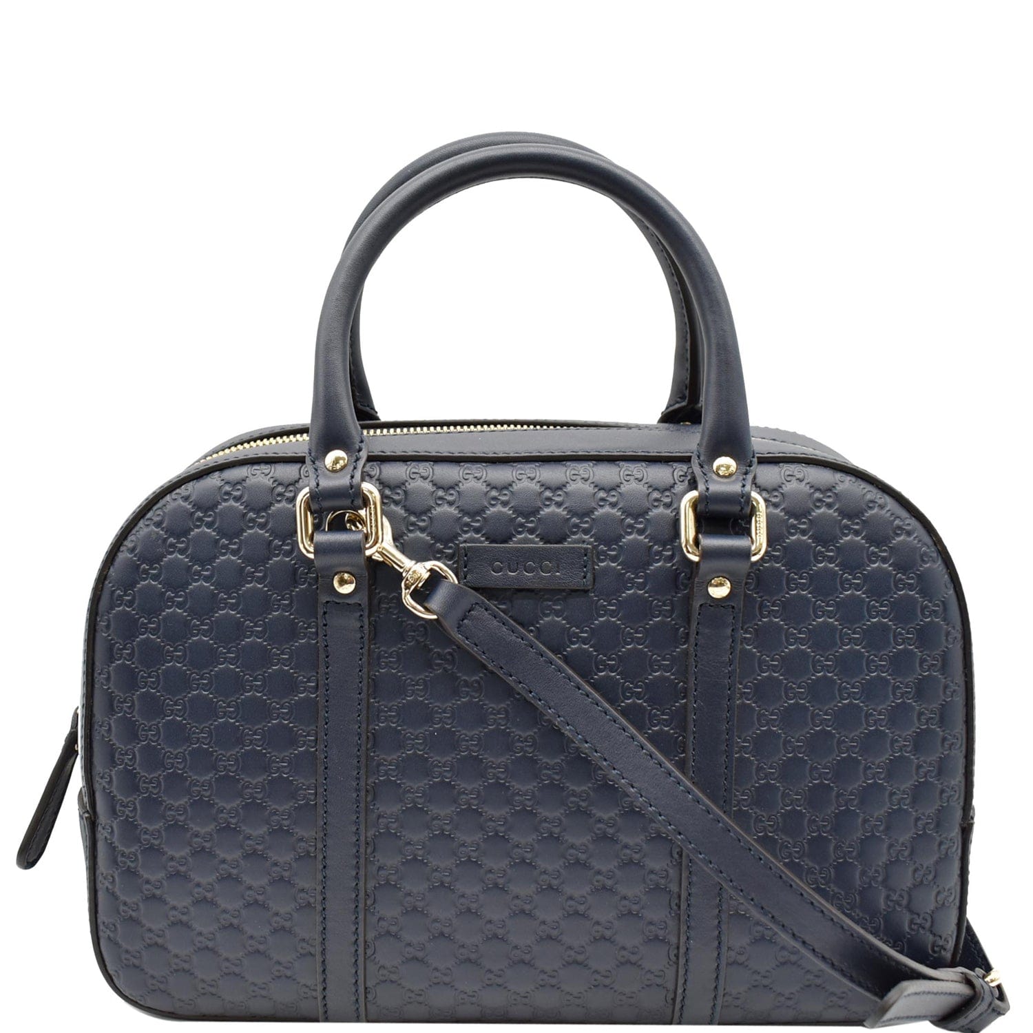 Used Blue Gucci Authentic Square Doctors Bag Navy Patent Leather