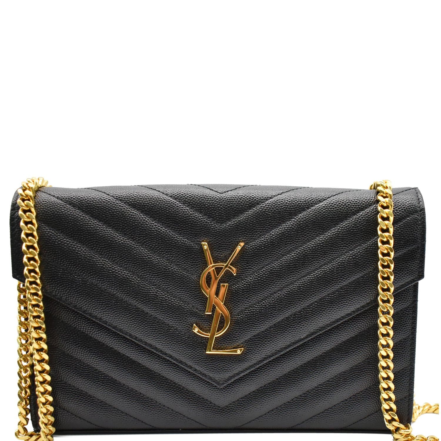 Saint Laurent Envelope Chain Wallet Clutch Bag - Gold