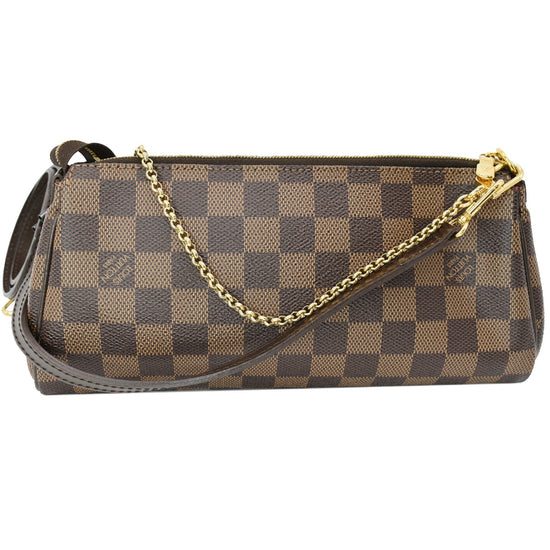 LOUIS VUITTON Pochette Eva Damier Ebene Clutch Crossbody Bag Brown-US